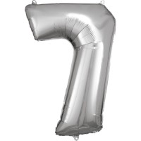 Cijfer ballon folie zilver XL 86 cm cijfer 7