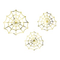 halloween decoratie spinnenweb goud