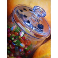 Halloween tafel confetti spinnen tafeldecoratie