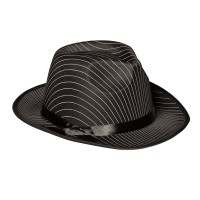 Gangster hoed zwart met krijtstreep