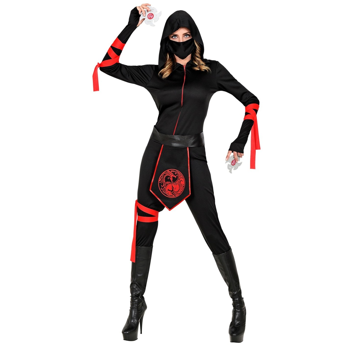 Ritmisch bijgeloof Reusachtig Ninja kostuum dames zwart rood | Jokershop.be - Verkleedwinkel