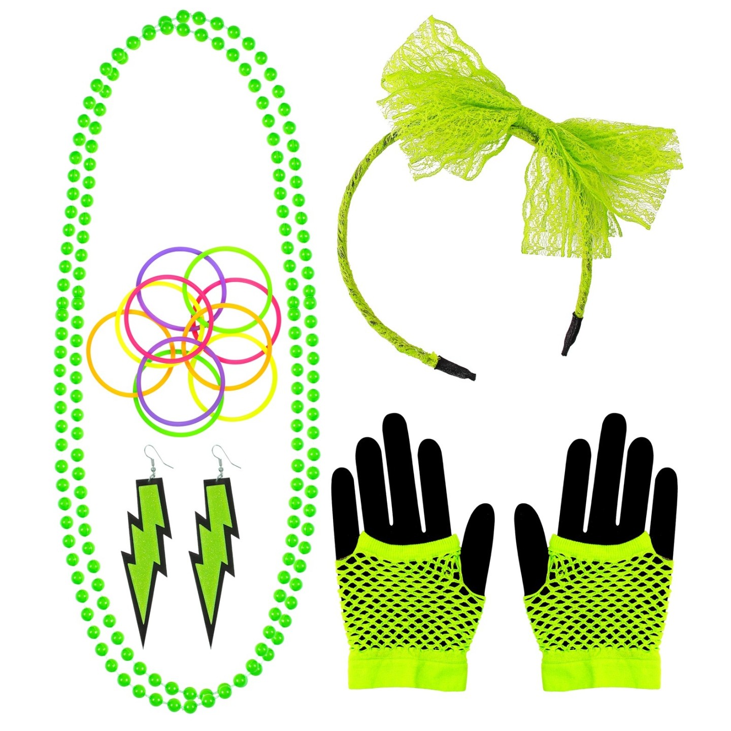 limiet de eerste Ziek persoon Fluo neon groene accessoires set | Jokershop.be - Feestwinkel