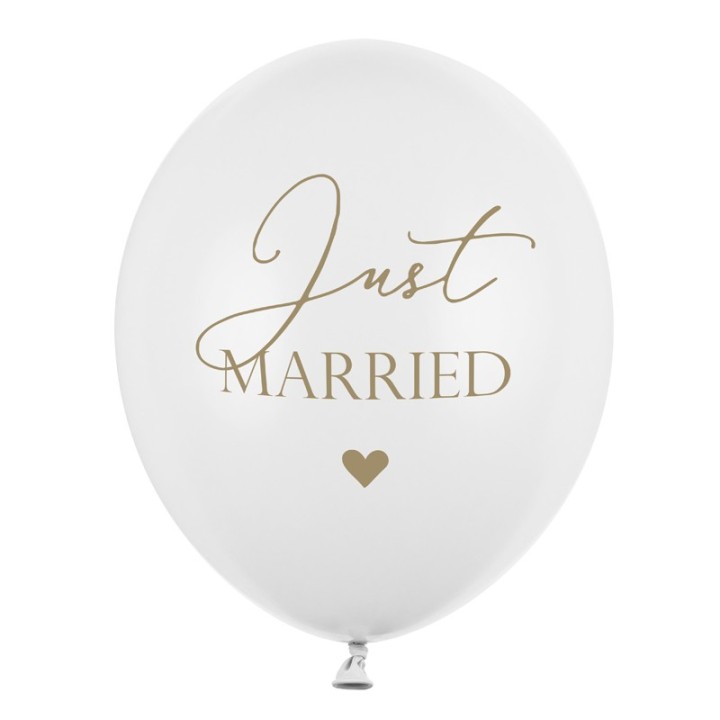witte ballonnen huwelijk just married bruiloft