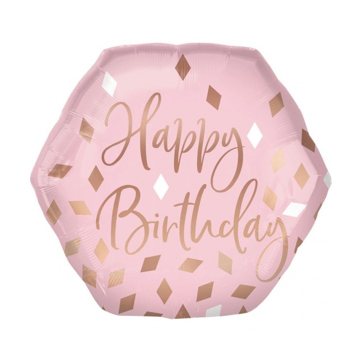 Folieballon verjaardag happy birthday blush