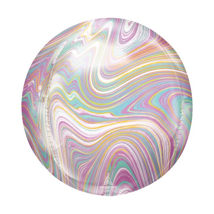 Folieballon bedrukt orbz marmer pastel rond