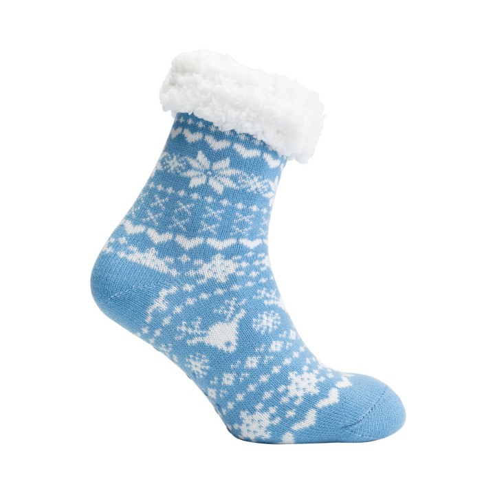 kerst voetenwarmers Foute kerstsokken blauw