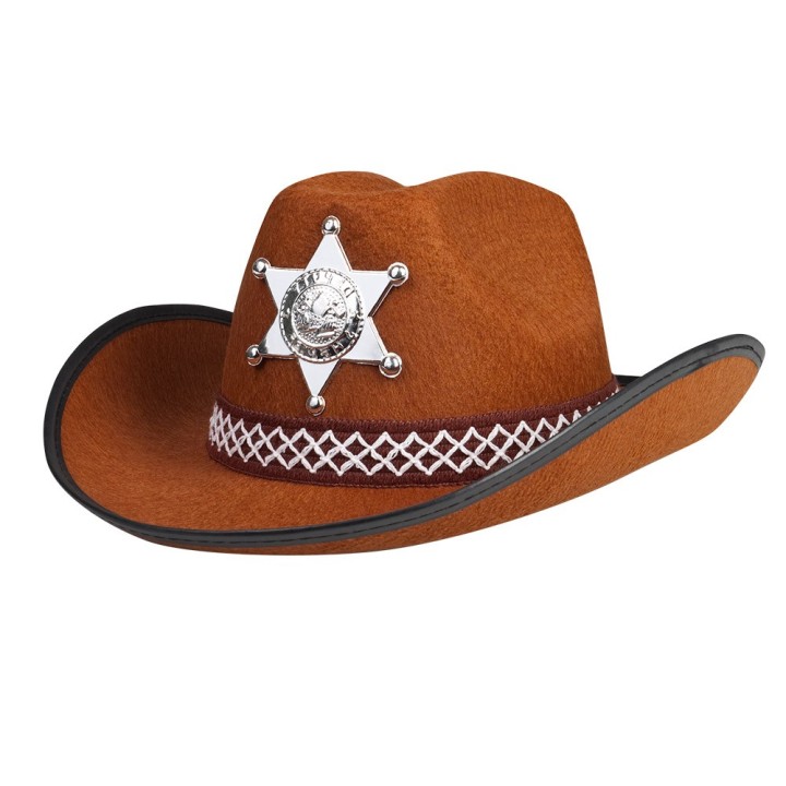 Cowboyhoed kind zwart Sheriff carnaval accessoires