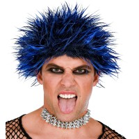 blauwe pruik punker carnavalspruik