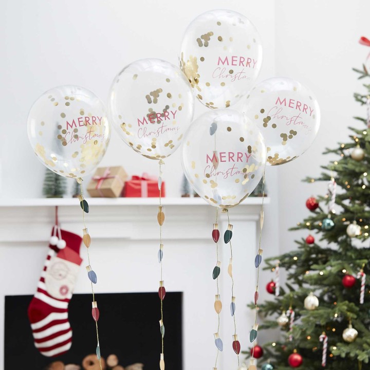 confetti ballonnen merry christmas kerstversiering