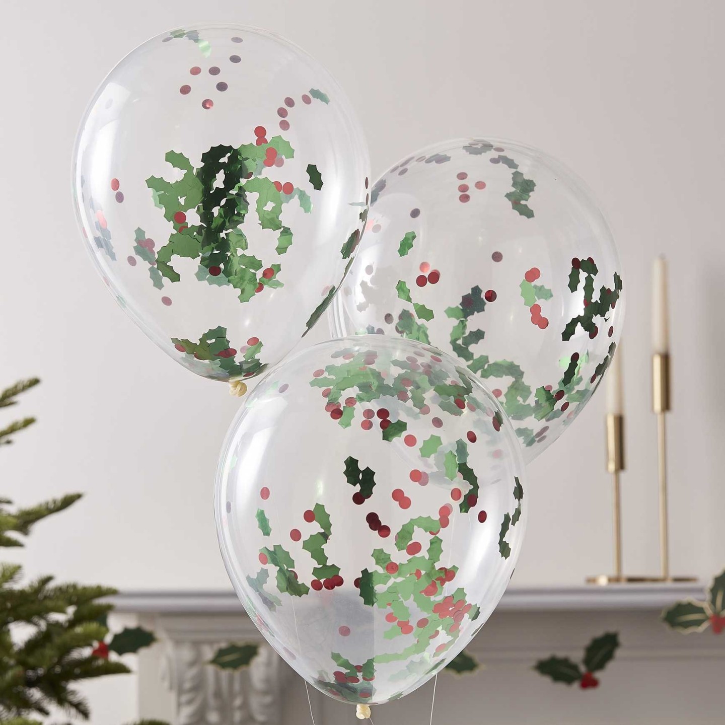 confetti ballonnen hulst kerstversiering