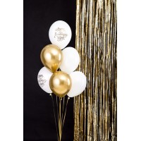 Verjaardag ballonnen happy birthday wit goud