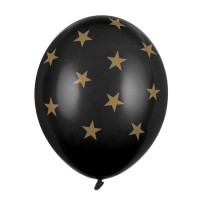Ballonnen zwart gouden sterretjes