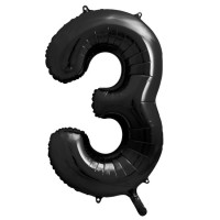 grote Cijfer ballon 3 zwart folieballon