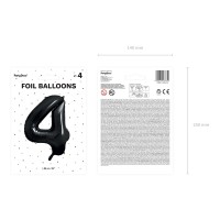 grote Cijfer ballon 4 zwart folieballon
