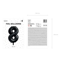 grote Cijfer ballon 8 zwart folieballon