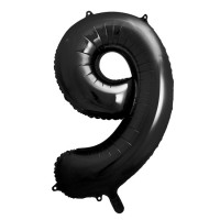 grote Cijfer ballon 9 zwart folieballon
