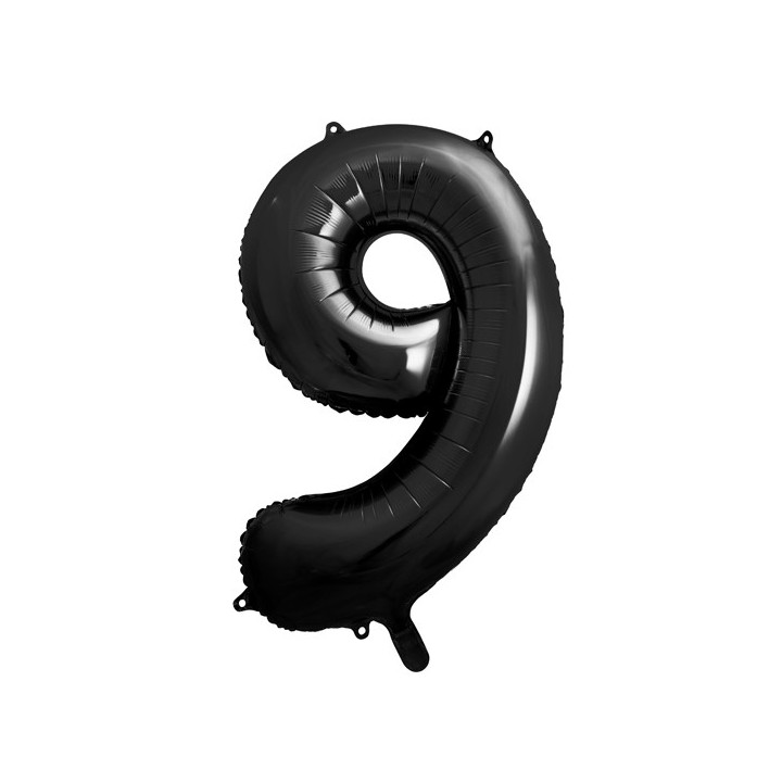 grote Cijfer ballon 9 zwart folieballon