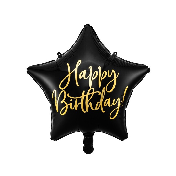 Folieballon verjaardag happy birthday zwart