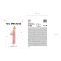 Foilieballon cijfer 1 ballon roze