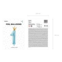 Foilieballon cijfer 1 ballon blauw