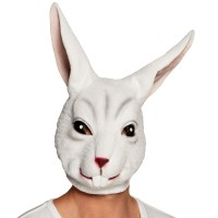 Masker latex wit konijn
