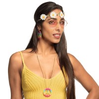 Hippie bril hoofdband oorbellen peace ketting