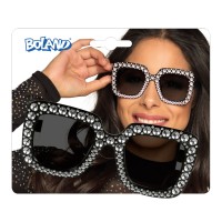 foute feestbril steentjes zwart partybril carnaval