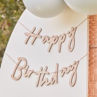 Houten letterslinger Happy Birthday verjaardag versiering 