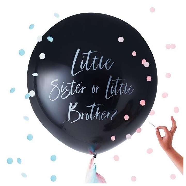 XXL ballon Gender Reveal sister or brother