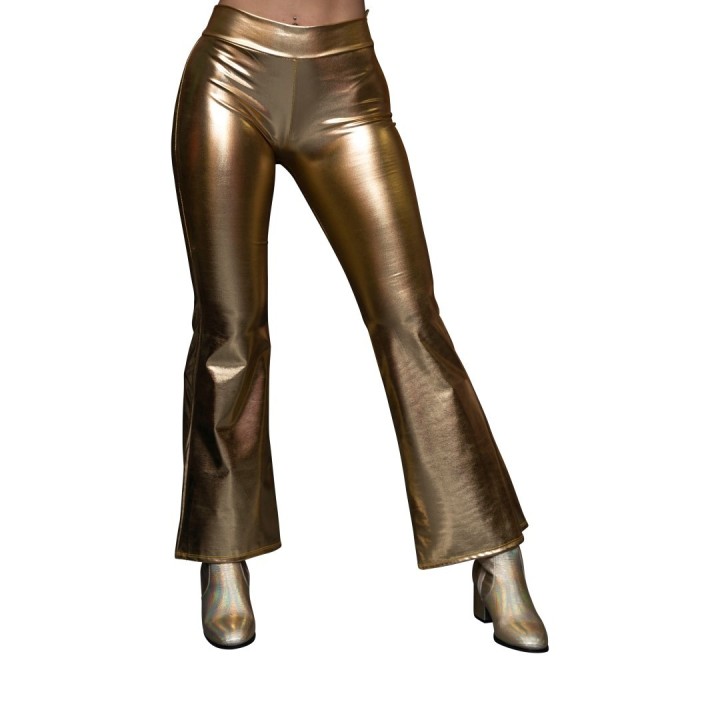 gouden metallic disco legging dames carnaval