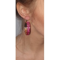 roze glitter oorbellen met strass