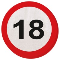 verjaardag servetten verkeersbord 18 jaar
