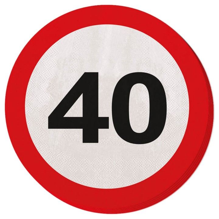 verjaardag servetten verkeersbord 40 jaar