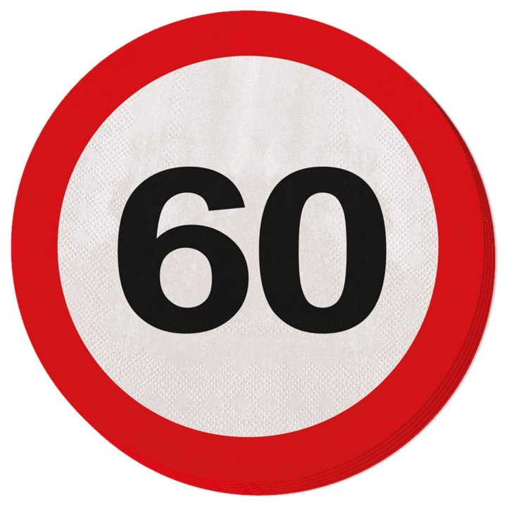 verjaardag servetten verkeersbord 60 jaar