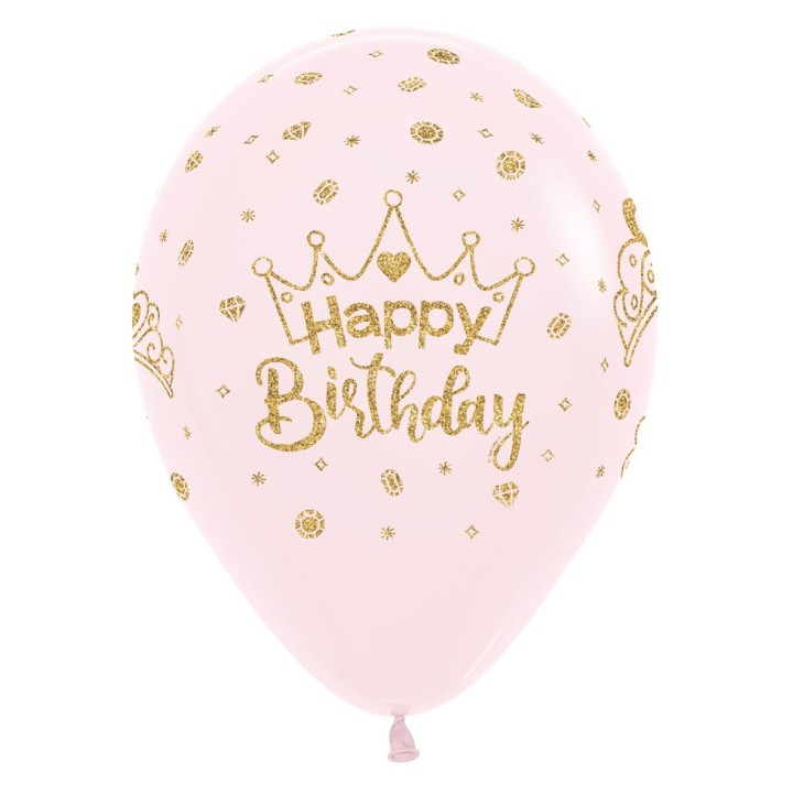 Verjaardag ballonnen glitter kroon 12" (5st)