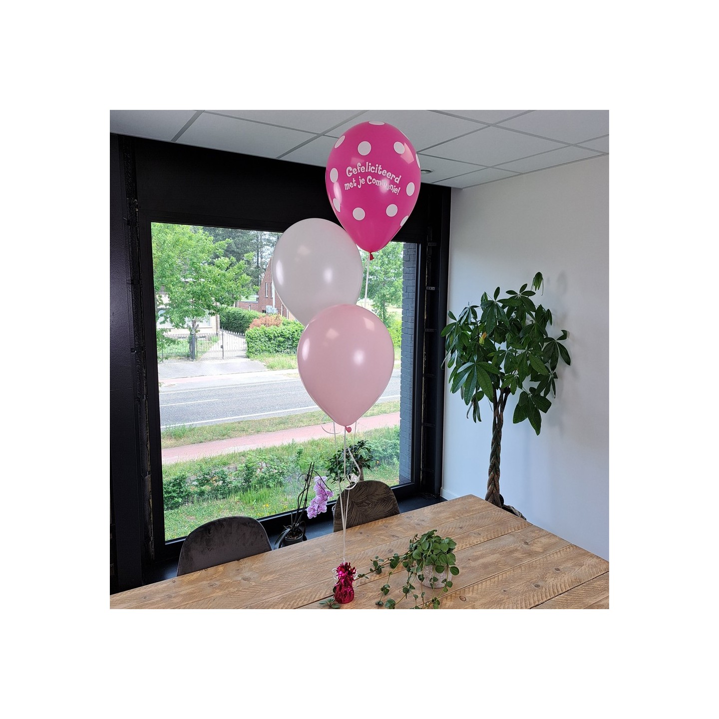 helium ballonnen tros communie ballondecoratie
