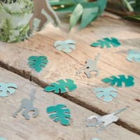 tafel confetti palmblaadjes groen apen strooiconfetti