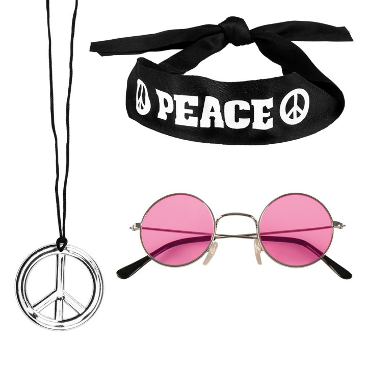 Hippie Accessoires hoofdband bril peace ketting