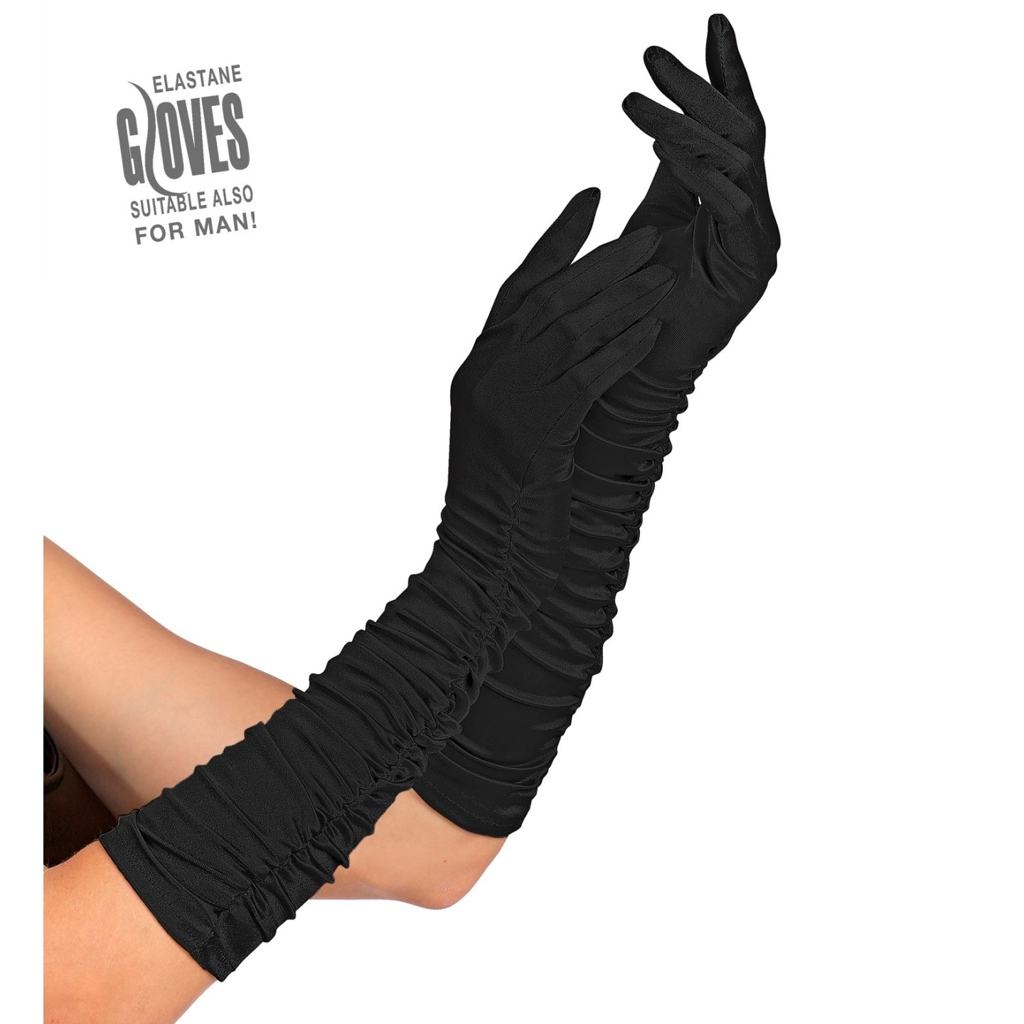 lange Zwarte Gala Handschoenen plooitjes