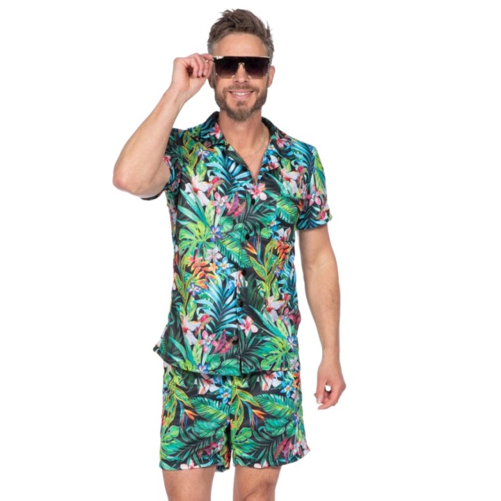 Hawaii outfit heren hemd + korte broek