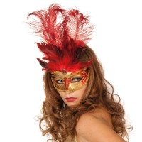 Ventiaans masker veren rood oogmasker carnavalsmasker