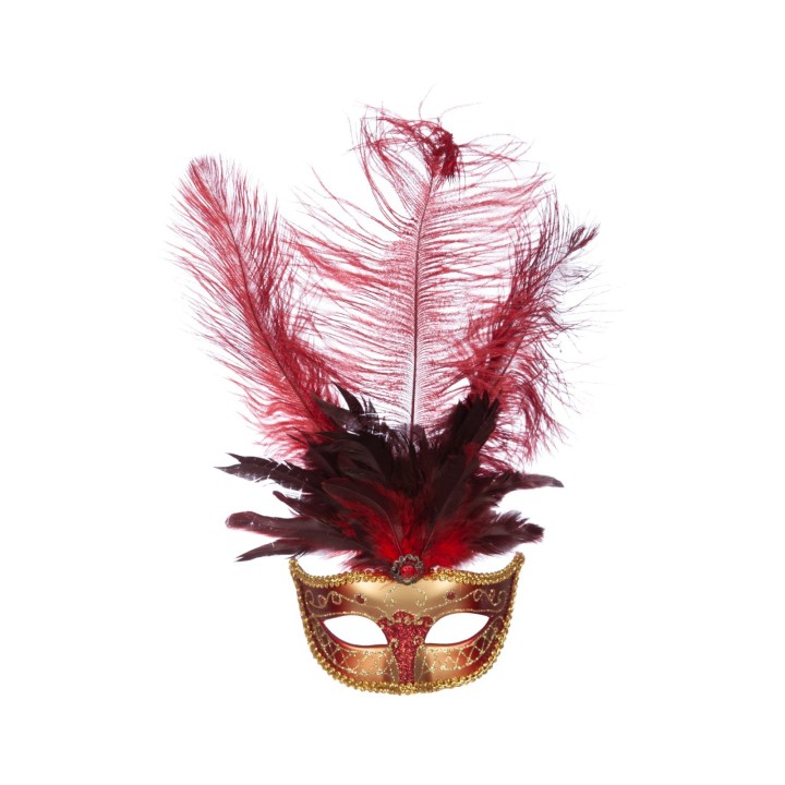 Ventiaans masker veren rood oogmasker carnavalsmasker