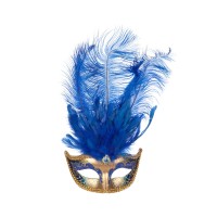 Ventiaans masker veren blauw oogmasker carnavalsmasker