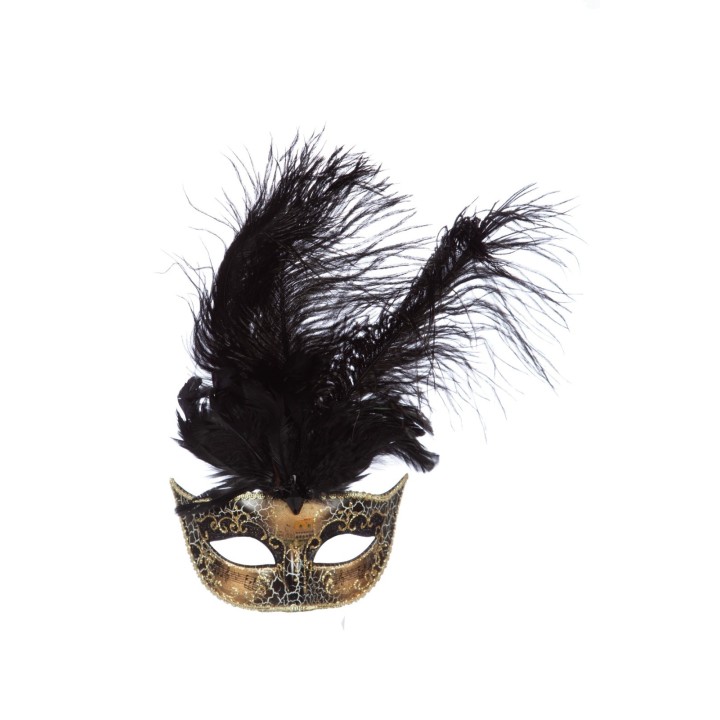 Ventiaans masker veren goud oogmasker carnavalsmasker