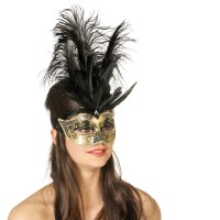 Ventiaans masker veren goud oogmasker carnavalsmasker