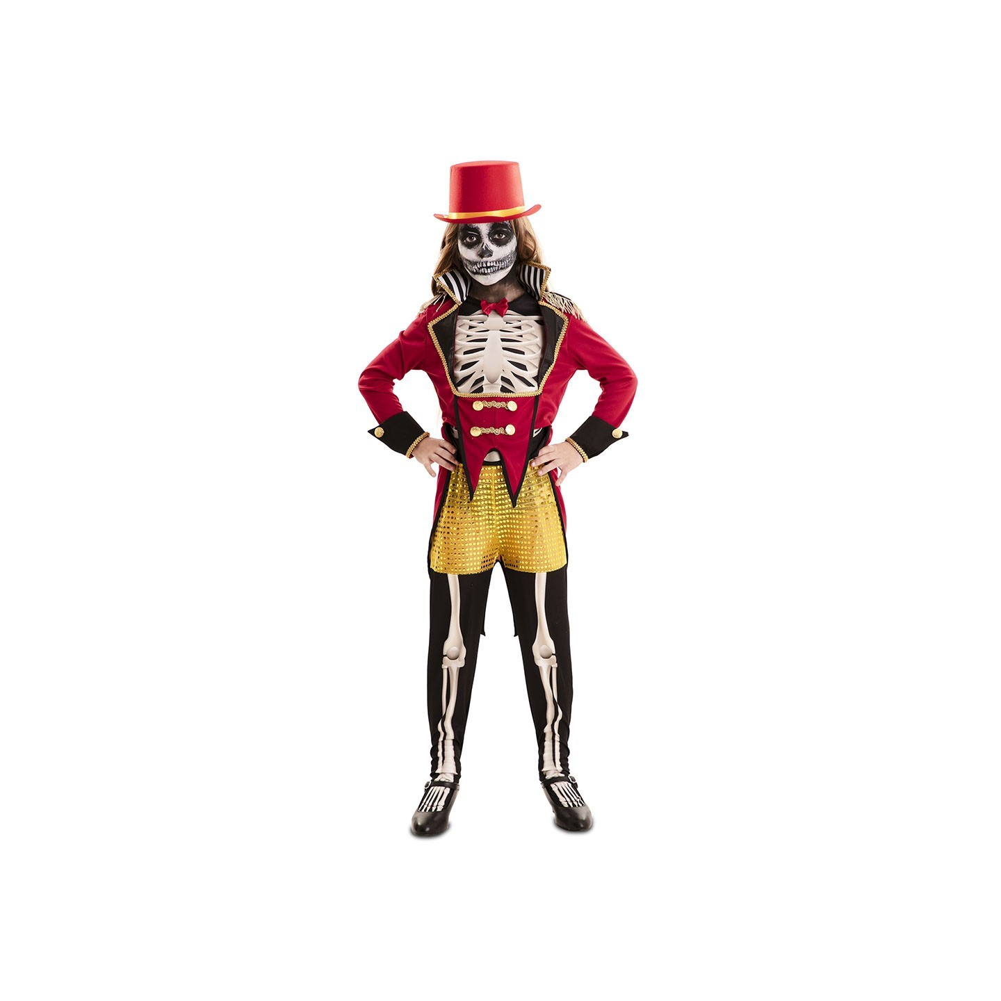 Skelet kostuum kind halloween circus directeur
