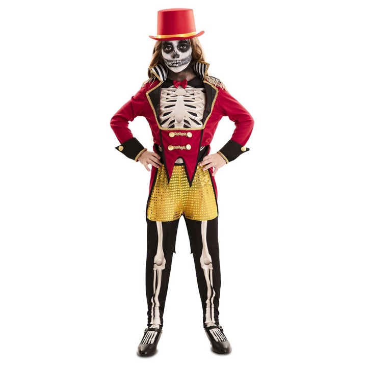Skelet kostuum kind halloween circus directeur