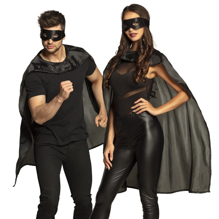 Superhelden cape masker zwart