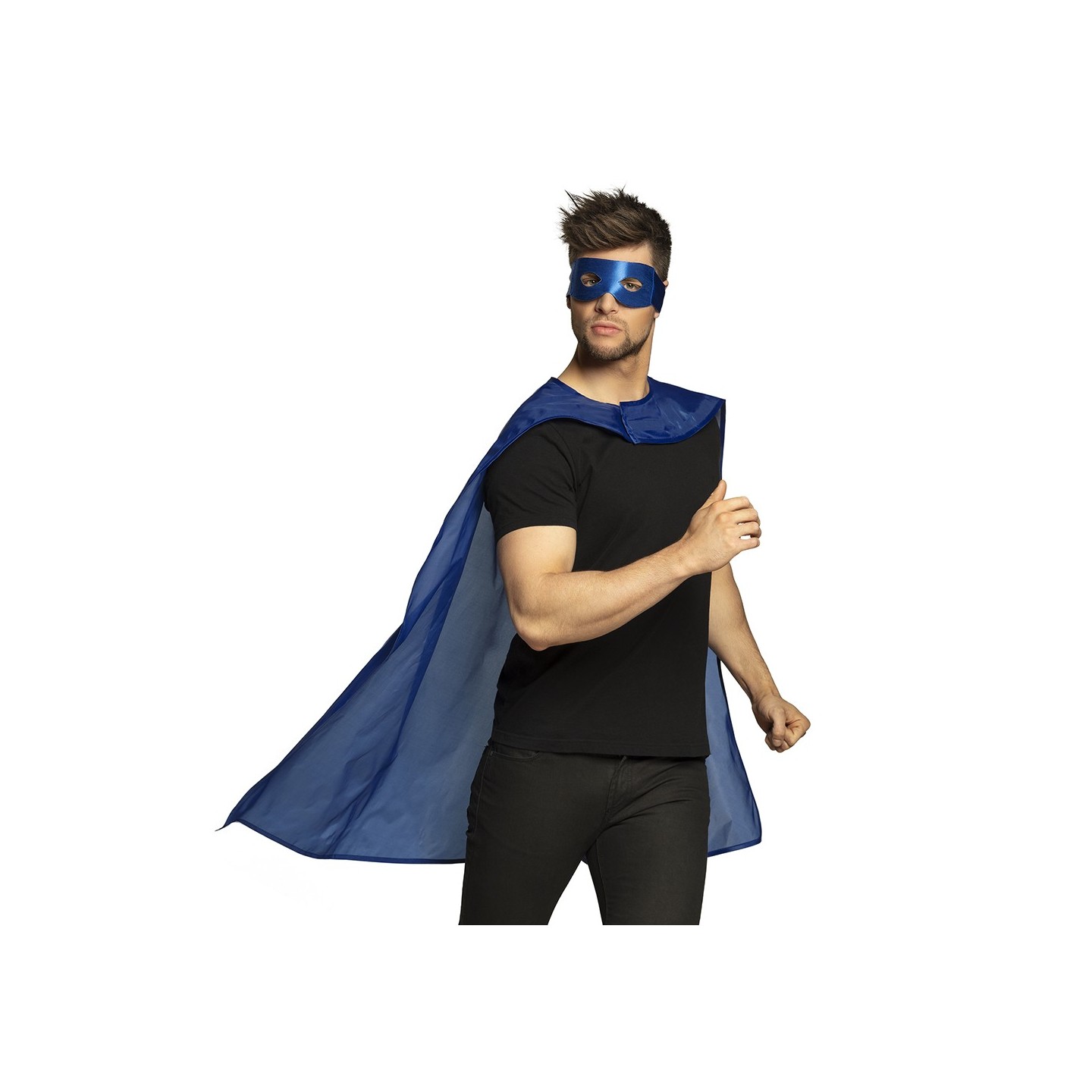 Superhelden cape masker blauw