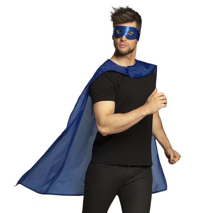 Superhelden cape masker blauw